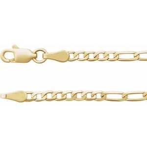 Figarokjede i 14K gull – 2,5 mm – 45–60 cm