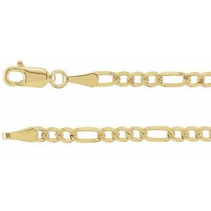 Figarokjede i 14K gull – 3–6,5 mm – 45–60 cm