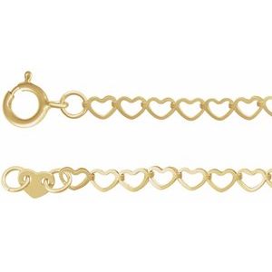 Hjertekjede i 14K gull – 2,5 mm – 45 cm