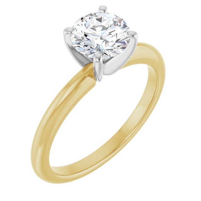 Solitærring med laboratoriedyrket diamant, 1 ct – 14 kt gult gull / 14 kt hvitt gull – bilde 1