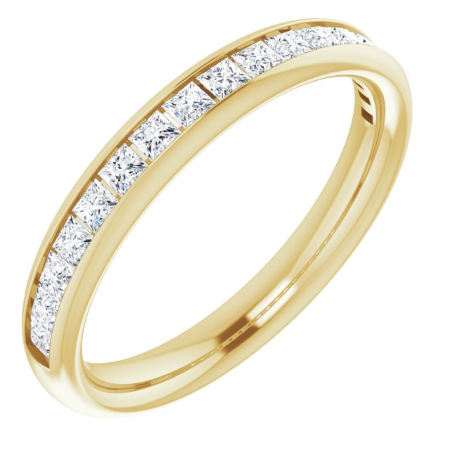 Diamantring i gull eller platina – modell 122034 – 14 kt gult gull – Naturlige diamanter – Firkantet 1,75 × 1,75 mm · 0,5 ct totalt · 17 steiner