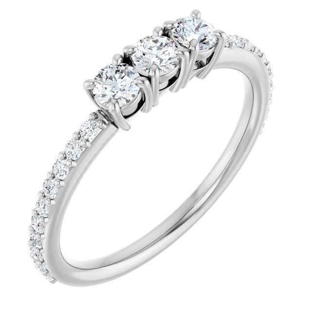 Forlovelsesring i gull eller platina – modell 122191 – 14 kt hvitt gull – Laboratoriedyrkede diamanter – Rund 3 mm · 0,375 ct totalt · 23 steiner
