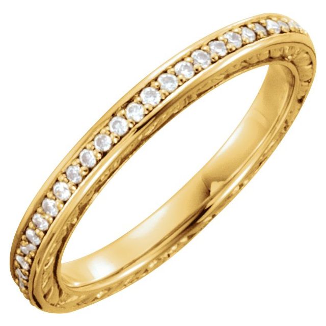 Forlovelsesring i gull eller platina – modell 122303 – 14 kt gult gull – Naturlige diamanter – Rund 1 mm · 0,25 ct totalt · 56 steiner