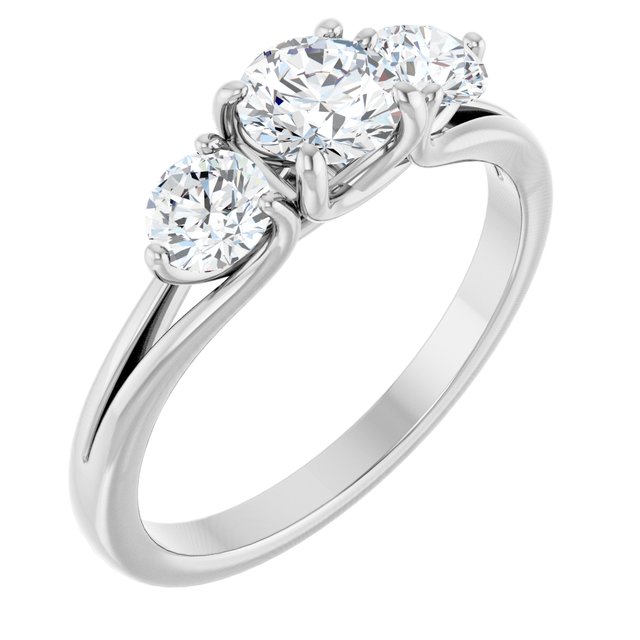 Forlovelsesring i gull eller platina – modell 123165 – 14 kt gult gull – Laboratoriedyrkede diamanter – Rund 4,1 mm · 0,5 ct totalt · 3 steiner