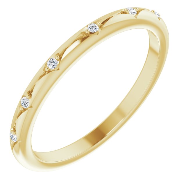 Diamantring i gull eller platina – modell 123259 – 14 kt gult gull – Naturlige diamanter – Rund 1 mm · 0,04 ct totalt · 7 steiner