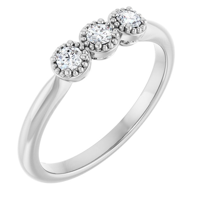 Forlovelsesring i gull eller platina – modell 123435 – 10 kt hvitt gull – Laboratoriedyrkede diamanter – Rund 2,5 mm · 0,2 ct totalt · 3 steiner
