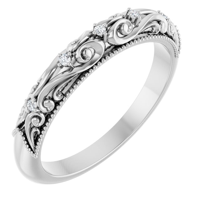 Diamantring i gull eller platina – modell 123442 – 14 kt hvitt gull – Naturlige diamanter – Rund 1 mm · 0,03 ct totalt · 5 steiner