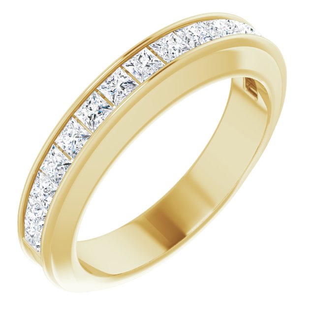 Diamantring i gull eller platina – modell 123472 – 14 kt gult gull – Naturlige diamanter – Firkantet 2 × 2 mm · 0,75 ct totalt · 16 steiner