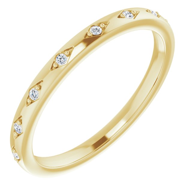 Diamantring i gull eller platina – modell 123489 – 14 kt gult gull – Naturlige diamanter – Rund 1 mm · 0,05 ct totalt · 9 steiner