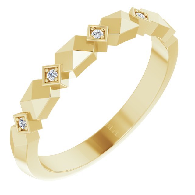 Diamantring i gull eller platina – modell 123497 – 14 kt gult gull – Naturlige diamanter – Rund 1 mm · 0,03 ct totalt · 5 steiner