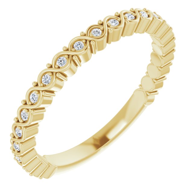 Diamantring i gull eller platina – modell 123529 – 14 kt gult gull – Naturlige diamanter – Rund 1 mm · 0,1 ct totalt · 21 steiner