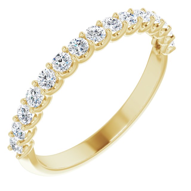 Diamantring i gull eller platina – modell 123780 – 14 kt gult gull – Naturlige diamanter – Rund 2 mm · 0,5 ct totalt · 15 steiner