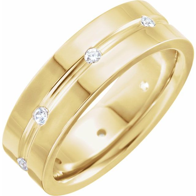 Diamantring i 14 kt gult gull, 0,125 ct totalt fra Smykke24