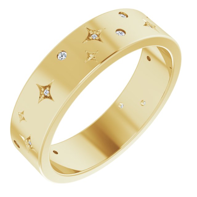 Diamantring i 14 kt gult gull, 0,125 ct totalt fra Smykke24