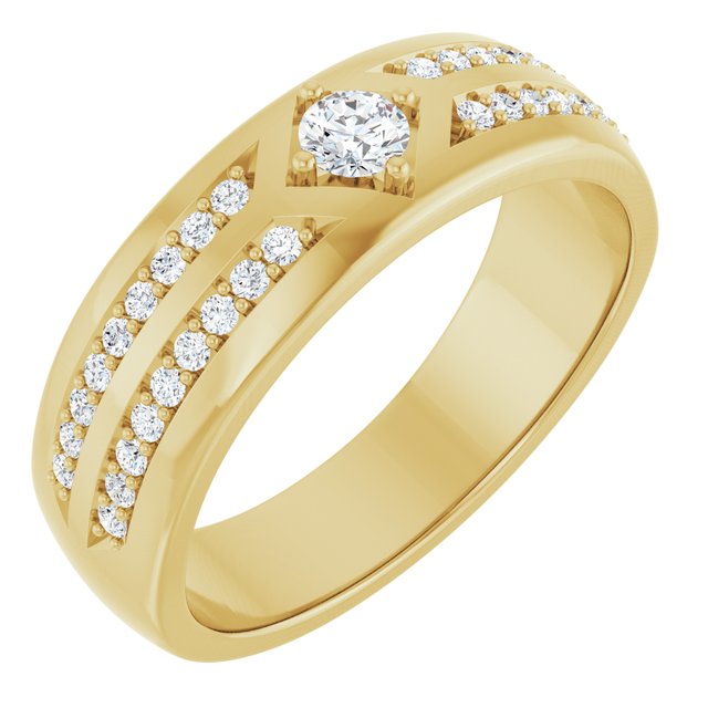 Diamantring i 14 kt gult gull, 0,50 ct totalt fra Smykke24