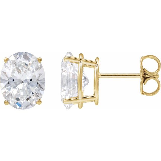Diamantøredobber i 14 kt gult gull, 0,75 ct totalt, oval sten 6 × 4 mm (par) fra Smykke24