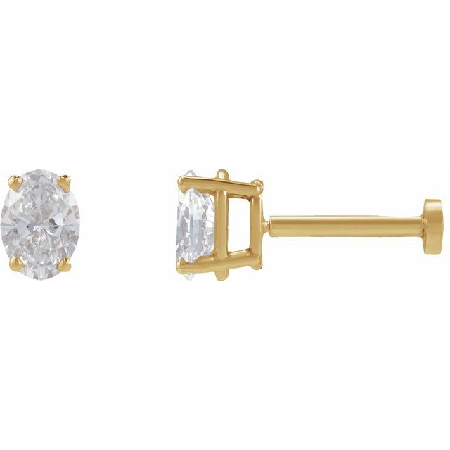 Diamantøredobber i 14 kt gult gull, 0,25 ct totalt, oval sten 5 × 3 mm (1 stk.) fra Smykke24