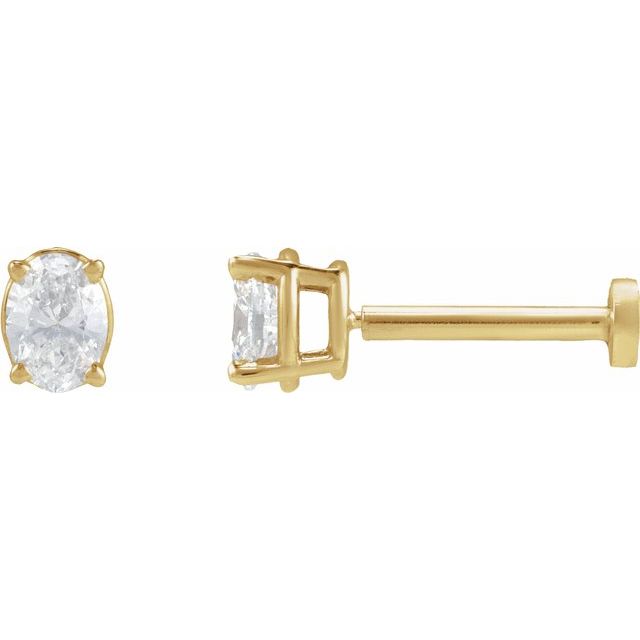 Diamantøredobber i 14 kt gult gull, 0,17 ct totalt, oval sten 4 × 3 mm (1 stk.) fra Smykke24