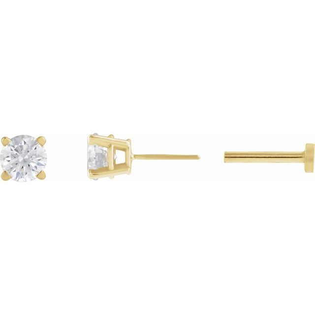 Diamantøredobber i 14 kt gult gull, 0,25 ct totalt, rund sten 4 mm (1 stk.) fra Smykke24