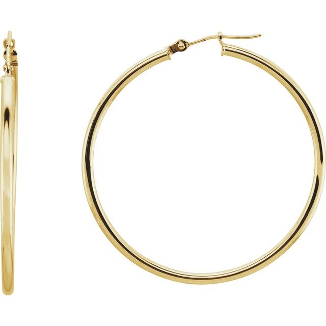 Creoler i 14 kt gult gull, lengde 40 mm, tykkelse 2 mm (par) fra Smykke24