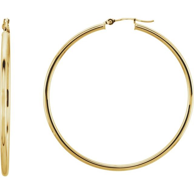 Creoler i 14 kt gult gull, lengde 47 mm, tykkelse 2 mm (par) fra Smykke24