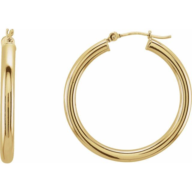 Creoler i 14 kt gult gull, lengde 30 mm, tykkelse 3 mm (par) fra Smykke24