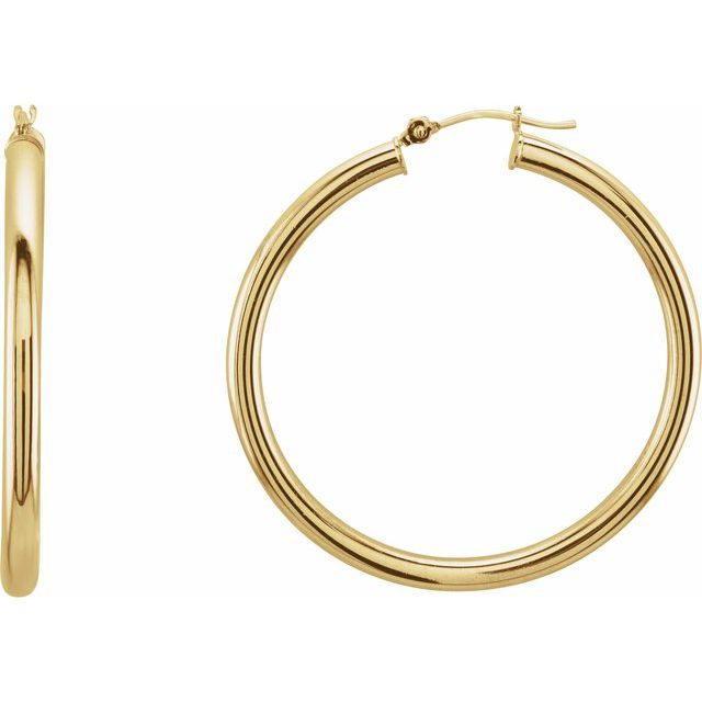 Creoler i 14 kt gult gull, lengde 40 mm, tykkelse 3 mm (par) fra Smykke24