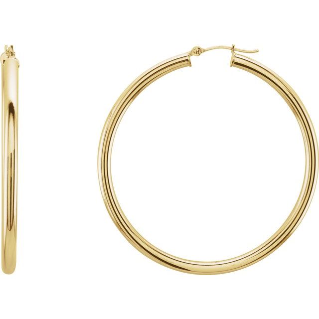 Creoler i 14 kt gult gull, lengde 48 mm, tykkelse 3 mm (par) fra Smykke24