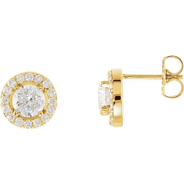 Øredobber i 14 kt gult gull med laboratoriedyrket diamant, 1,333 ct totalt, rund sten 5 mm (par) fra Smykke24