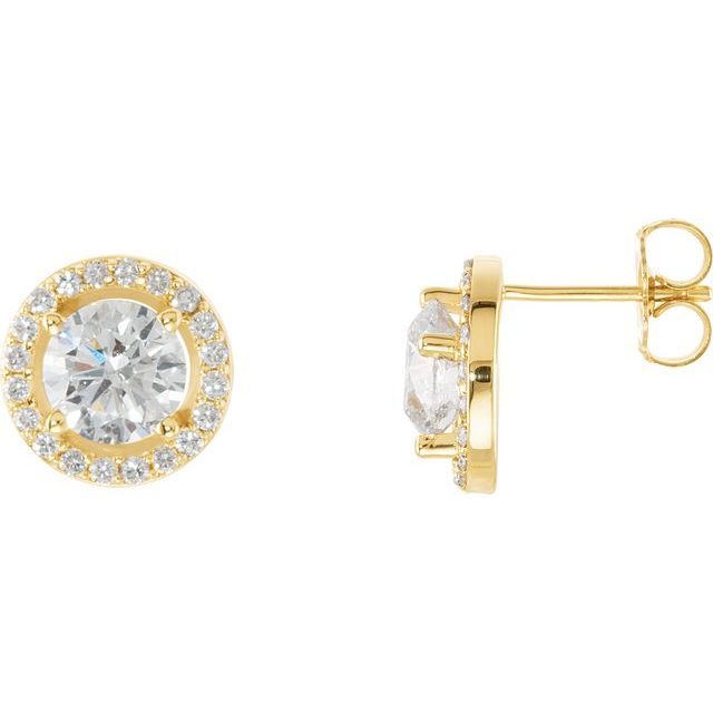 Øredobber i 14 kt gult gull med laboratoriedyrket diamant, 2,333 ct totalt, rund sten 6,5 mm (par) fra Smykke24