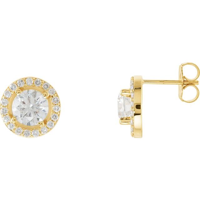 Øredobber i 14 kt gult gull med laboratoriedyrket diamant, 1,50 ct totalt, rund sten 5,5 mm (par) fra Smykke24