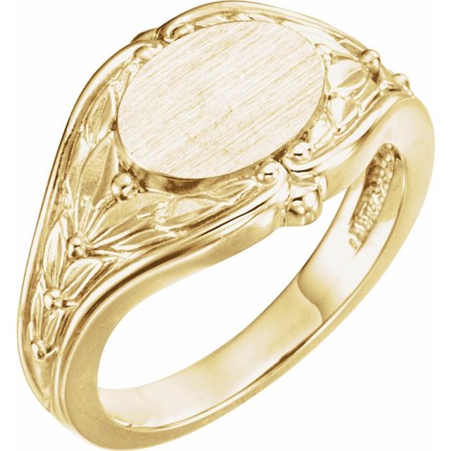 Oval signetring i 10 kt gult gull, 10 × 8 mm fra Smykke24