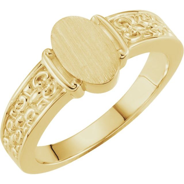 Oval signetring i 14 kt gult gull, 9,5 × 6 mm fra Smykke24