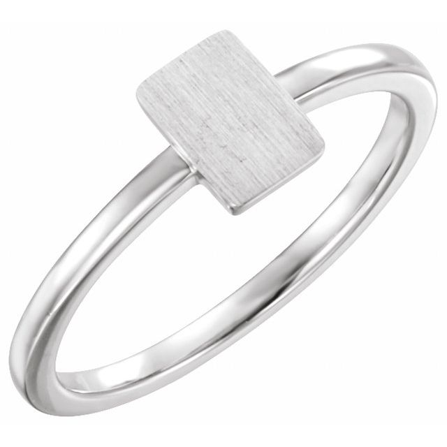 Rektangulær signetring i 14 kt hvitt gull, 7 × 5 mm fra Smykke24