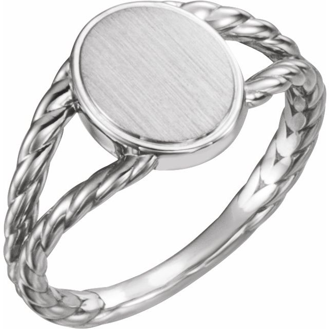 Oval signetring i 14 kt hvitt gull, 11 × 9 mm fra Smykke24