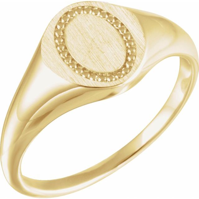 Oval signetring i 14 kt gult gull, 10 × 8 mm fra Smykke24