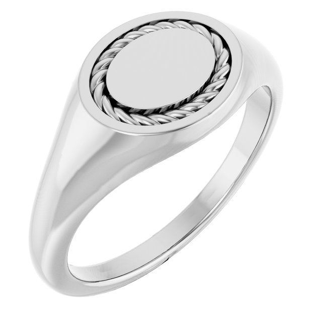 Oval signetring i 14 kt hvitt gull, 10,8 × 9,25 mm fra Smykke24