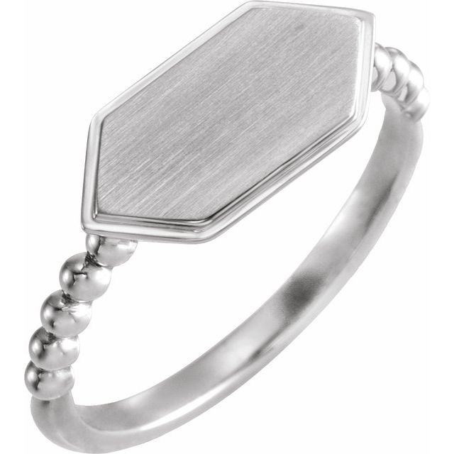 Signetring i 14 kt hvitt gull, 15 × 7 mm fra Smykke24