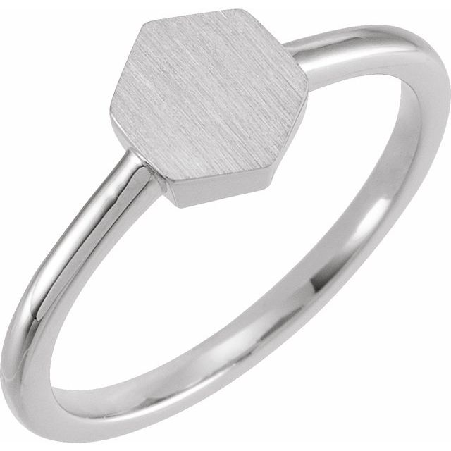 Signetring i 14 kt hvitt gull, 9,5 × 8 mm fra Smykke24