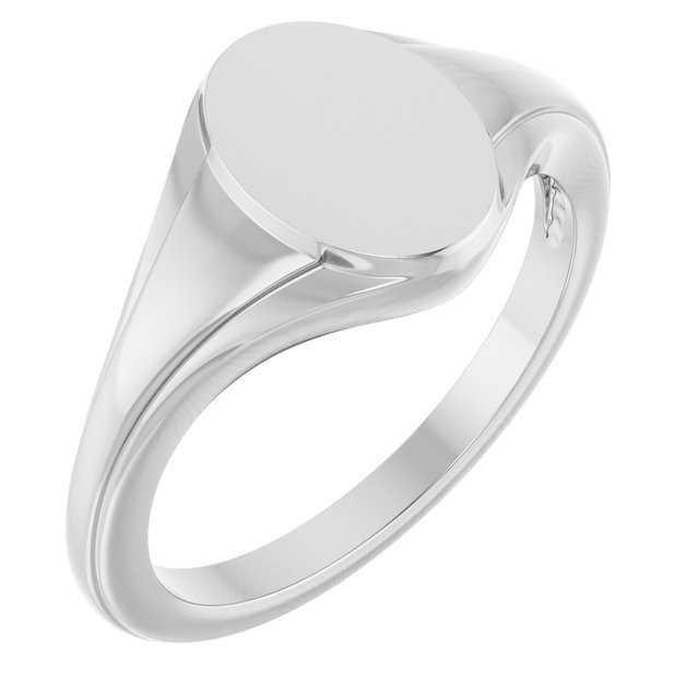 Oval signetring i 14 kt hvitt gull, 10,4 × 7,1 mm fra Smykke24