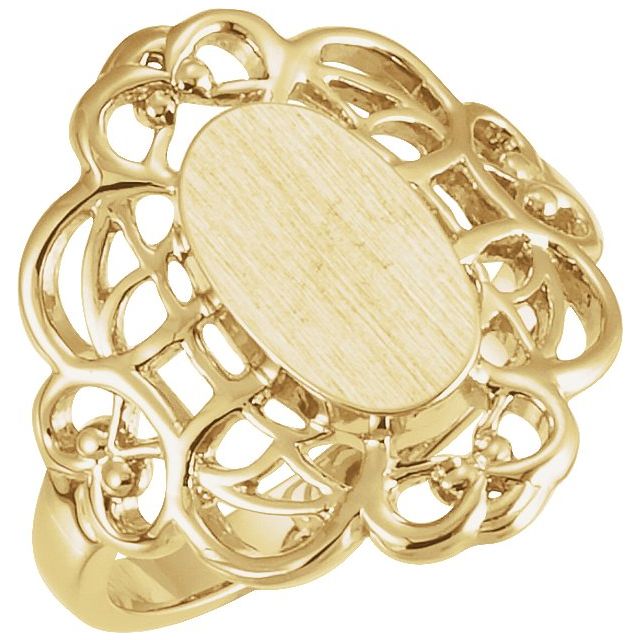 Oval signetring i 14 kt gult gull, 11 × 6,5 mm fra Smykke24
