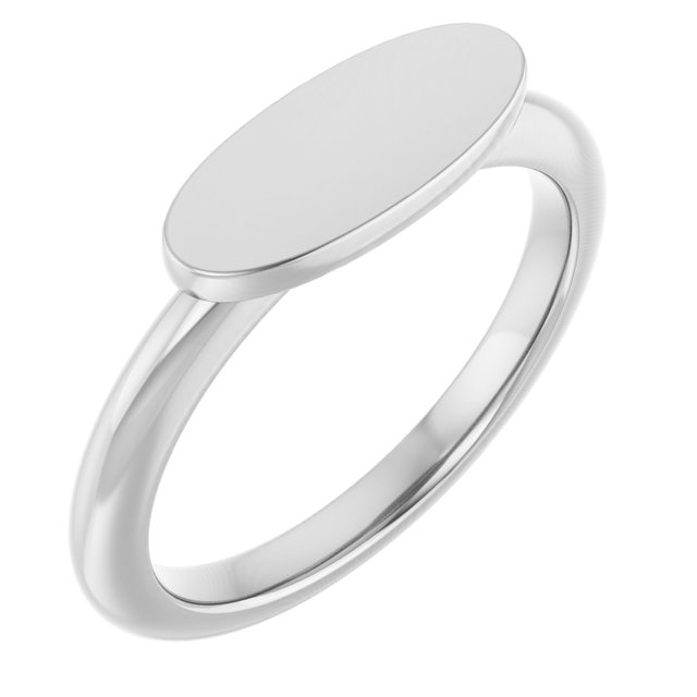 Oval signetring i 14 kt hvitt gull, 13 × 5,5 mm fra Smykke24