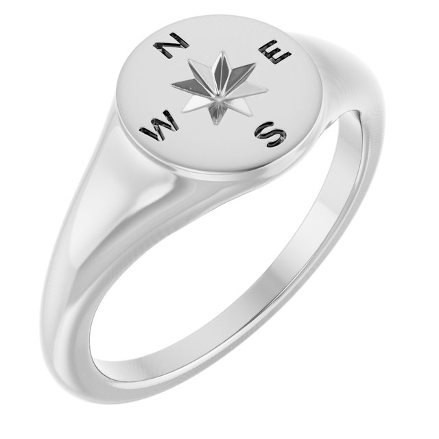 Signetring i 14 kt hvitt gull, 9,3 mm fra Smykke24