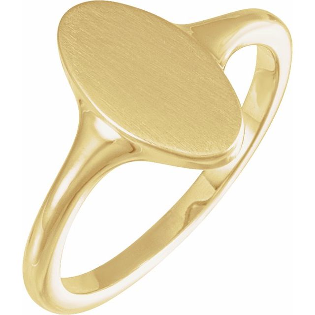 Oval signetring i 10 kt gult gull, 13 × 7 mm fra Smykke24