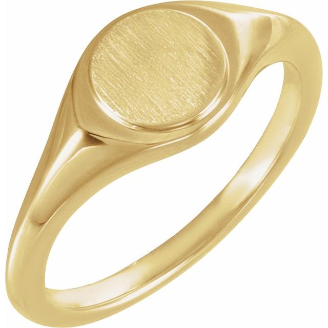 Rund signetring i 14 kt gult gull, 7 mm fra Smykke24