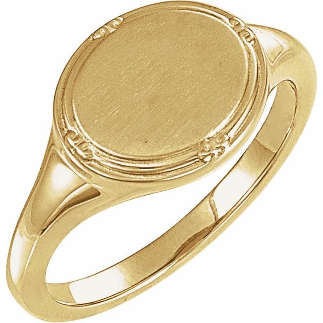 Oval signetring i 10 kt gult gull, 10 × 8 mm fra Smykke24