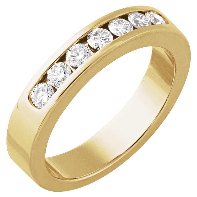 Diamantring i gull eller platina – modell 12200 – 14 kt gult gull – Naturlige diamanter – Rund 2,5 mm · 0,375 ct totalt · 7 steiner