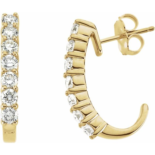 Diamantcreoler i 14 kt gult gull, 1,00 ct totalt, rund sten 2,7 mm (par) fra Smykke24