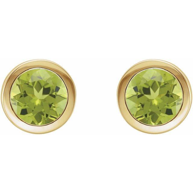 Øredobber i 14 kt gult gull med peridot, rund sten 6 mm (par) fra Smykke24