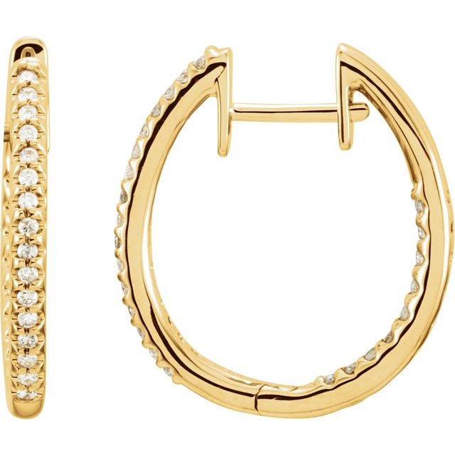 Diamantcreoler i 14 kt gult gull, 0,50 ct totalt, rund sten, lengde 22,5 mm, tykkelse 2,1 mm (par) fra Smykke24